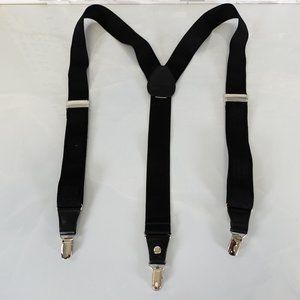 Suspender Mens Black Clip on Y Back Adjustable Strap Stretch Silver Adult Formal